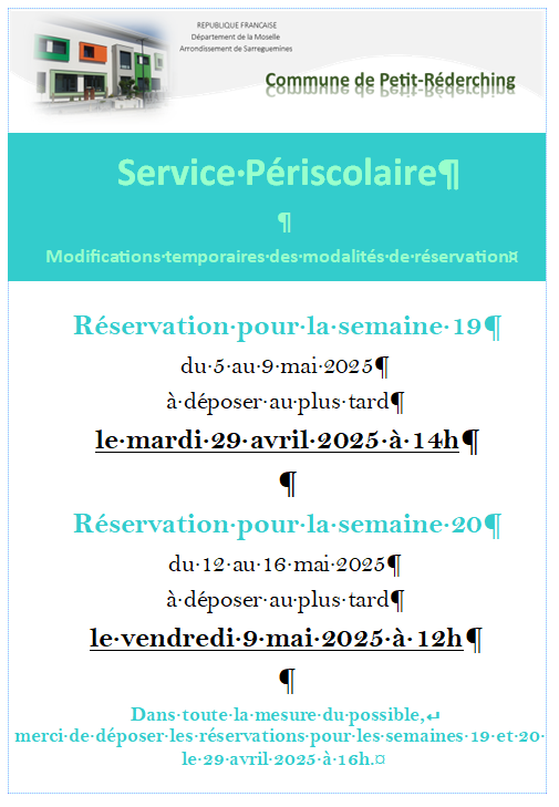 Réservations service périscolaire Image de Réservations service périscolaire
