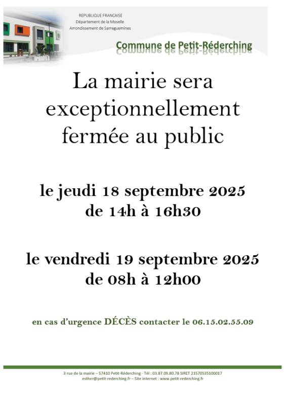 Fermeture exceptionnelle de la mairie Image de Fermeture exceptionnelle de la mairie