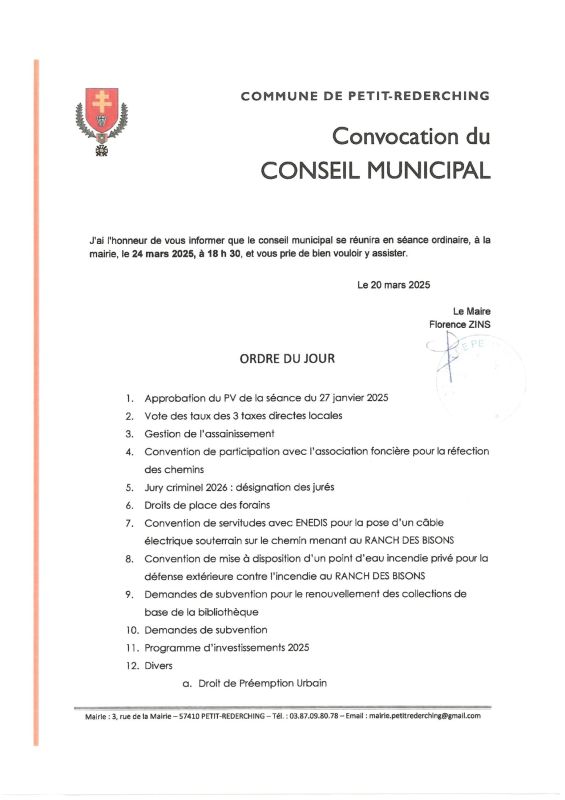 Réunion du Conseil Municipal