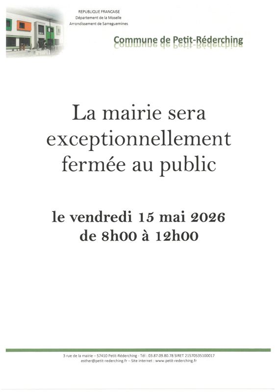 Fermeture exceptionnelle de la mairie